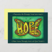 Hope Word Green Butterfly Custom Art Invitations Kaart (Voorkant / Achterkant)