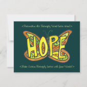 Hope Word Green Butterfly Custom Art Invitations Kaart (Voorkant)