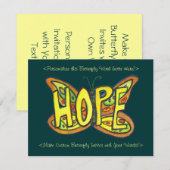 Hope Word Green Butterfly Custom Art Invitations Kaart (Voorkant / Achterkant)