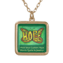 Hope Word Green Butterfly Ketting Art Jewelry