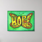 Hope Word Green Butterfly Painting Canvas (Voorkant)