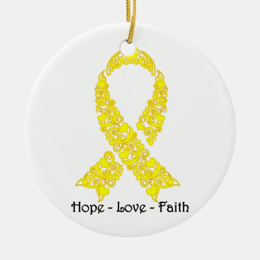 Hope Yellow Awareness Ribbon Keramisch Ornament (Voorkant)