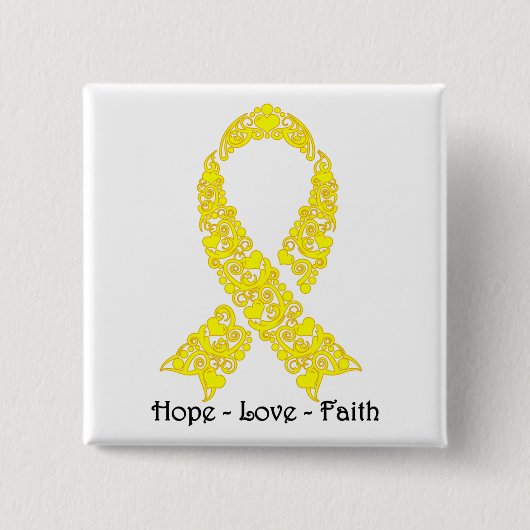 Hope Yellow Awareness Ribbon Vierkante Button 5,1 Cm (Voorkant)