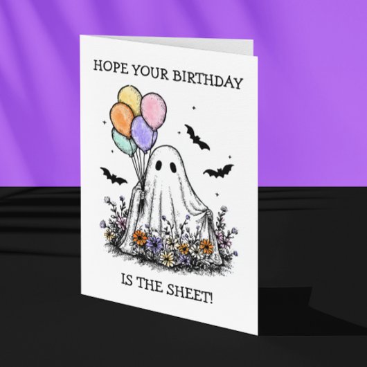 Hope Your Birthday is the Sheet Halloween ghost Kaart