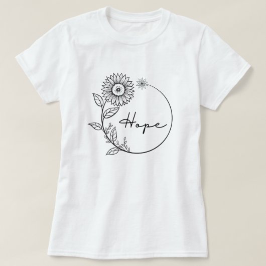  Hope Zwart Zonnebloem Bloemen Bloemblad T-shirt (Design voorkant)