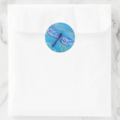 Hopeful Blue Dragonfly Spirit Waterverf Ronde Sticker (Tas)