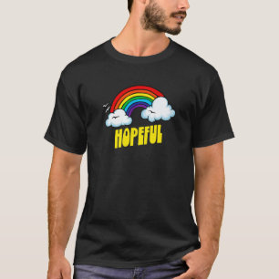 Hopeful Cute Sarcastic Retro 80's regenboog T-shirt