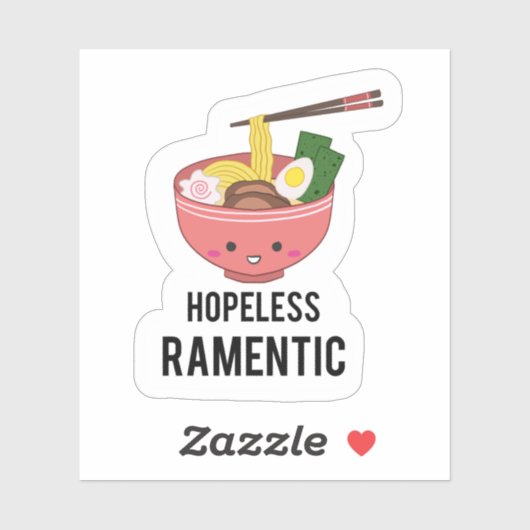 Hopeless Ramen-tic Kawaii Ramen Pun Noodles Sticker (Vel)