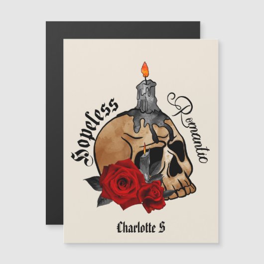 Hopeless Romantic – Gothic Skull, Red Rose (Voorkant / Achterkant)