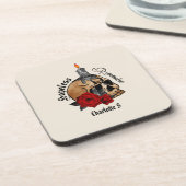 Hopeless Romantic – Gothic Skull, Red Rose Bier Onderzetter (Linkerzijde)