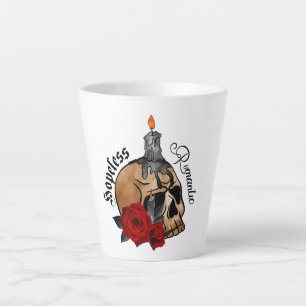 Hopeless Romantic – Gothic Skull, Red Rose Latte Mok