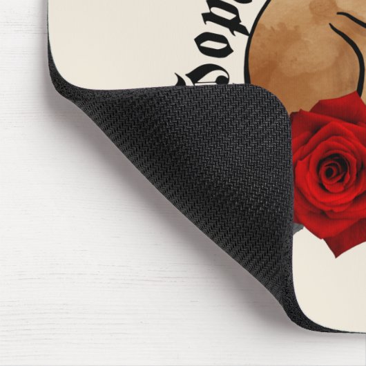 Hopeless Romantic – Gothic Skull, Red Rose Muismat (Hoek)