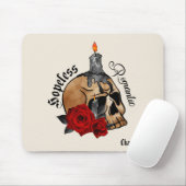 Hopeless Romantic – Gothic Skull, Red Rose Muismat (Met muis)