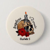 Hopeless Romantic – Gothic Skull, Red Rose Ronde Button 7,6 Cm (Voorkant)