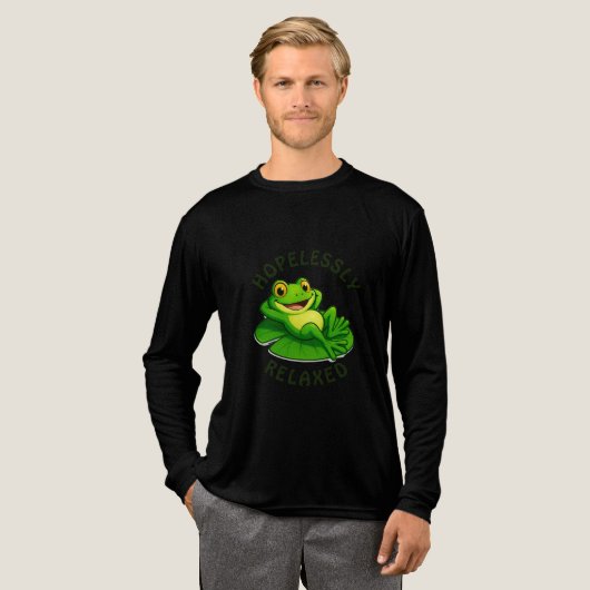 Hopelessly Relaxed Frog – Chill and Carefree Vibes Tri-Blend Shirt (Voorkant)
