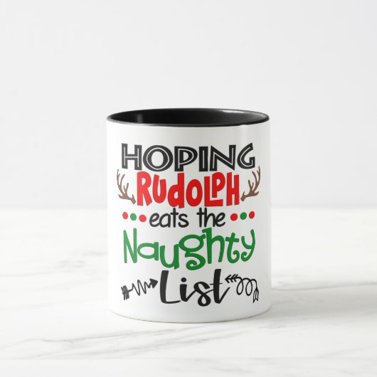 Hopelijk eet Rudolph de Naughty List Mok (Midden)