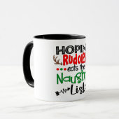 Hopelijk eet Rudolph de Naughty List Mok (Voorkant links)