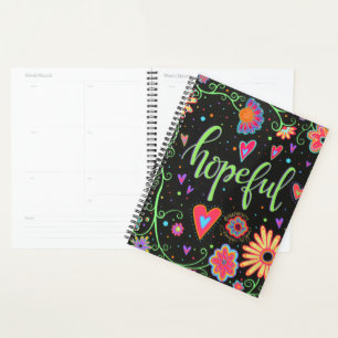 Hopelijk Floral Trendy Inspiring Black Fun Planner