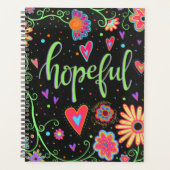 Hopelijk Floral Trendy Inspiring Black Fun Planner (Voorkant)