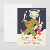 Hopelijk is je kerstfeest de pyjama van de kat! feestdagenkaart (Voorkant / Achterkant)