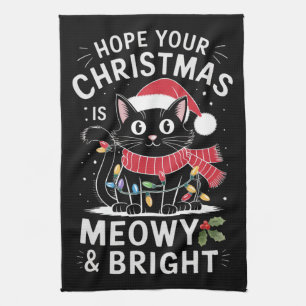 Hopelijk is je Kerstmis Miauwig en Helder Katten K Theedoek