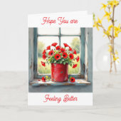 Hopelijk voel je je beter | Rode klaprozen Kaart (Gele Bloem)