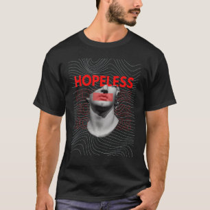 hopeloze sculptuur rode lijnen voor de motivatie v t-shirt