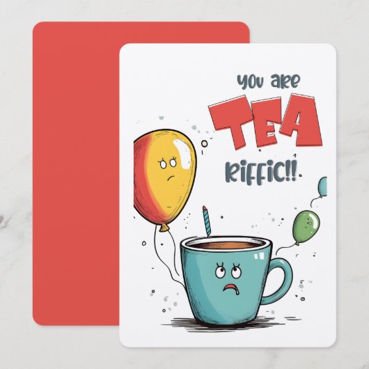 Hopen dat je verjaardag THEE-tastisch is! | Fun Ka Kaart (Voorkant / Achterkant)