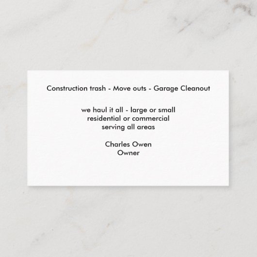 Hopen en verwijderen van brokken visitekaartje (Achterkant)