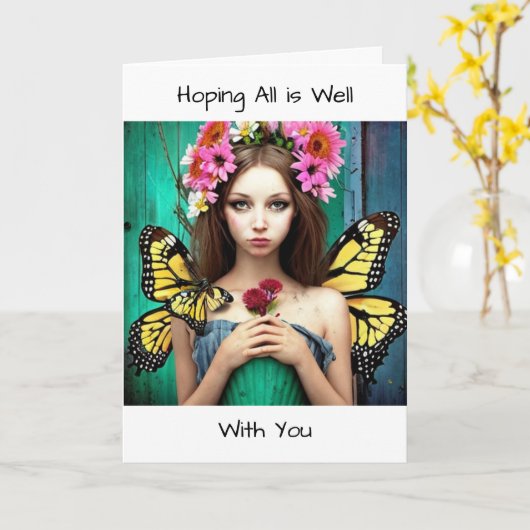 Hopend dat alles goed met je is kaart (Gele Bloem)