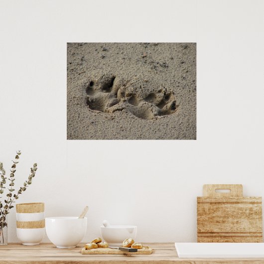Hope's Pawprints in de Sand Gloss Canvas UV Poster (Keuken)