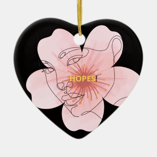HOPES! – portrait floral minimal Keramisch Ornament (Voorkant)