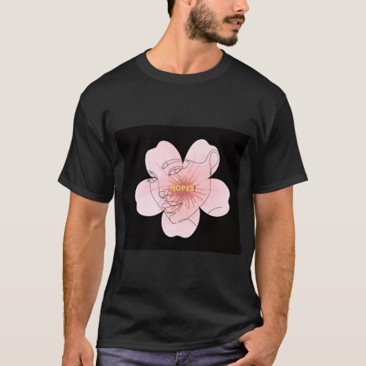 HOPES! – portrait floral minimal T-shirt (Voorkant)