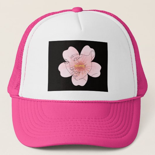HOPES! – portrait floral minimal Trucker Pet (Voorkant)