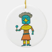 Hopi Doll Blue Star Kachina Keramisch Ornament (Achterkant)