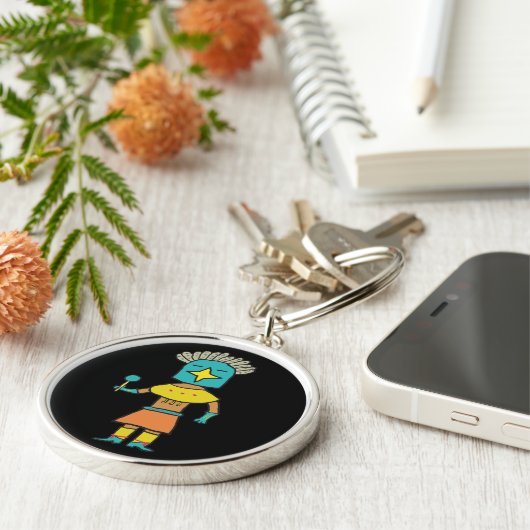 Hopi Doll Blue Star Kachina Sleutelhanger (Zijkant)