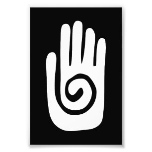 Hopi Hand symbool geneest spiraal palm native amer Foto Afdruk