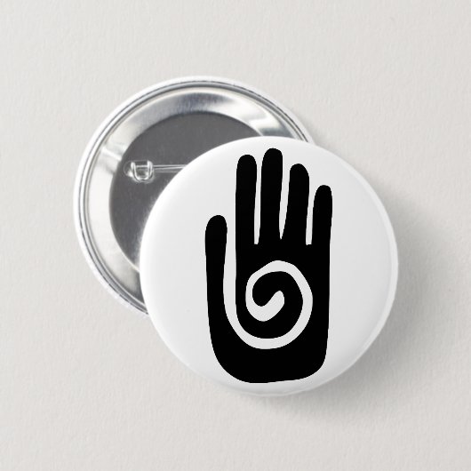 Hopi-handsymbool geneest spiraal palm native ameri ronde button 5,7 cm (Voorkant /achterkant)