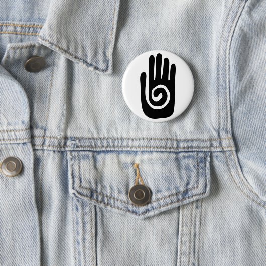 Hopi-handsymbool geneest spiraal palm native ameri ronde button 5,7 cm (In situ)
