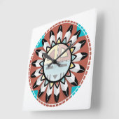 Hopi Kachina Mask Clock Vierkante Klok (Hoek)
