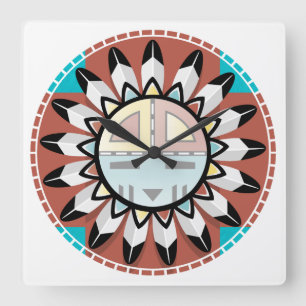 Hopi Kachina Mask Clock Vierkante Klok