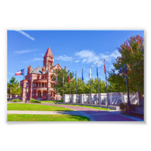 Hopkins County Courthouse, Veteranenmonument Texas Foto Afdruk