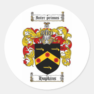 HOPKINS FAMILY CREST - HOPKINS WAPEN RONDE STICKER