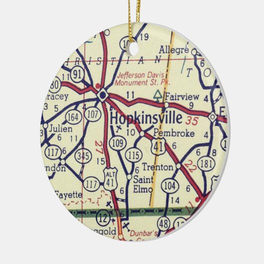 Hopkinsville KY  Map Keramisch Ornament (Links)