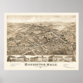 Hopkinton, MA Panoramic Map - 1880 Poster (Voorkant)