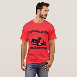 Hoplit en Lion (zwart op rood) T-shirt