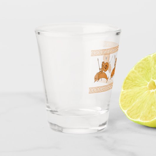 Hoplites die op Dolphins oude Griekse aardekunst r Shot Glas (Links)