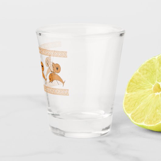 Hoplites die op Dolphins oude Griekse aardekunst r Shot Glas (Rechts)