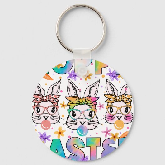 hoppaus pasen, retro, vintage sleutelhanger (Voorkant)