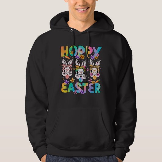 hoppe pasen, retro, vintage hoodie (Voorkant)